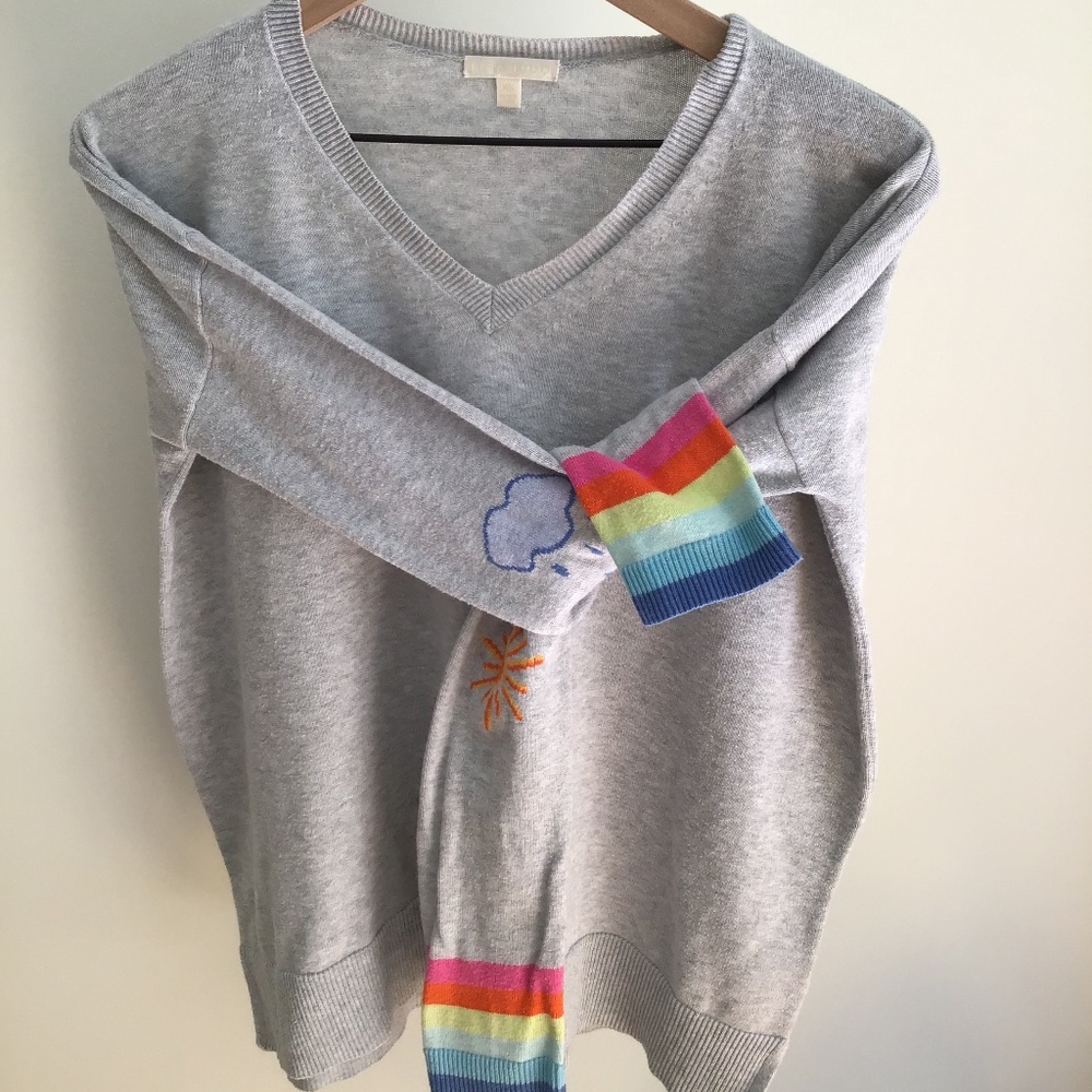 Lisa Todd Milky Way V-Neck Pullover Sweater Heather Gray Size XS